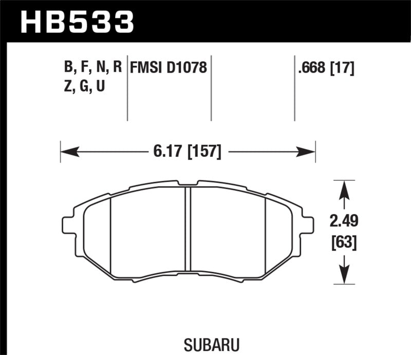 Plaquettes de frein avant Hawk Subaru Tribeca / Legacy DTC-70 Race