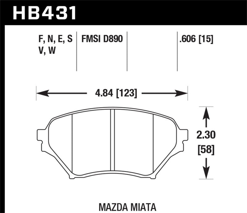 Hawk 01-05 Miata avec suspension sport DTC-30 Plaquettes de frein avant de course