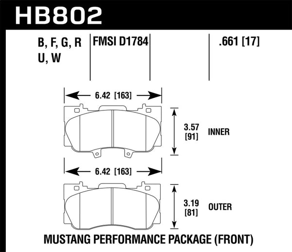 Hawk HB802B.661 15-17 Ford Mustang Performance Package HPS 5.0 Front Brake Pads