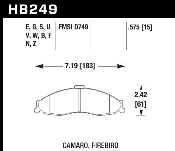 Hawk HB249F.575 HPS Street Brake Pads