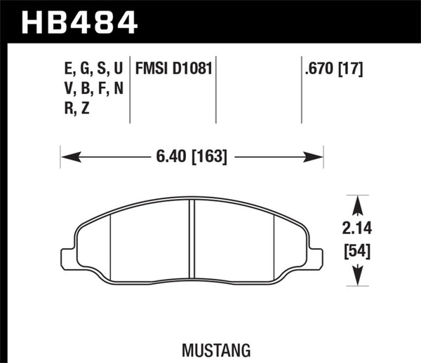 Hawk HB484E.670 08-09 Mustang Bullitt/05-10 & 12-13 Mustang GT/05-13 Mustang V6 Blue 9012 Race Fr Brake Pads