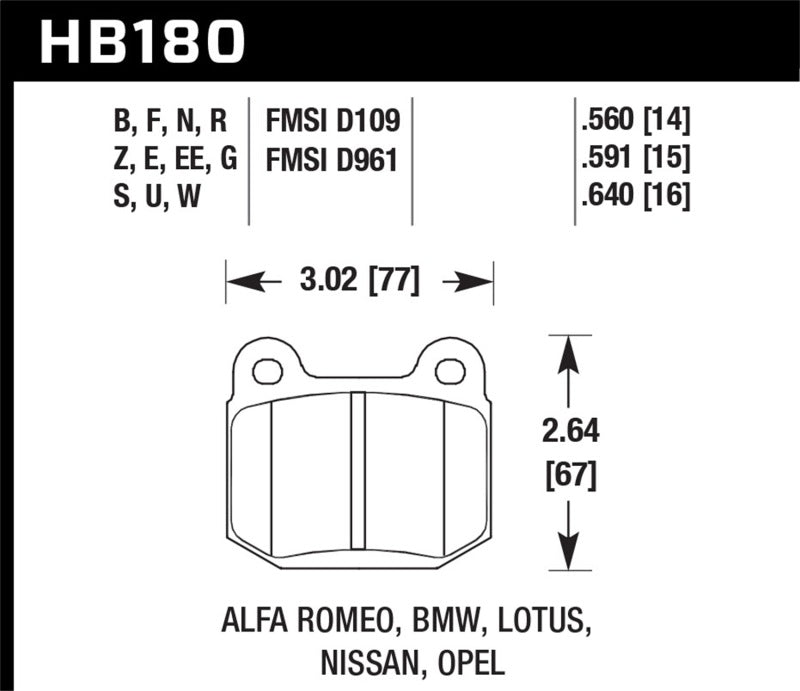 Hawk 1979/1983 BMW 320i DTC-70 Plaquettes de frein avant course