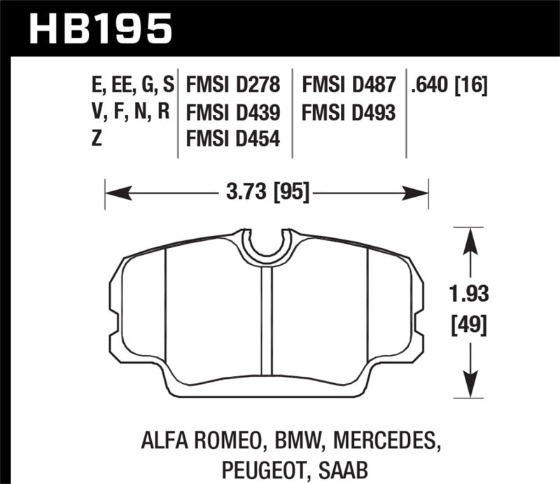 Hawk 84-4/91 BMW 325 (E30) DTC-50 Plaquettes de frein avant course