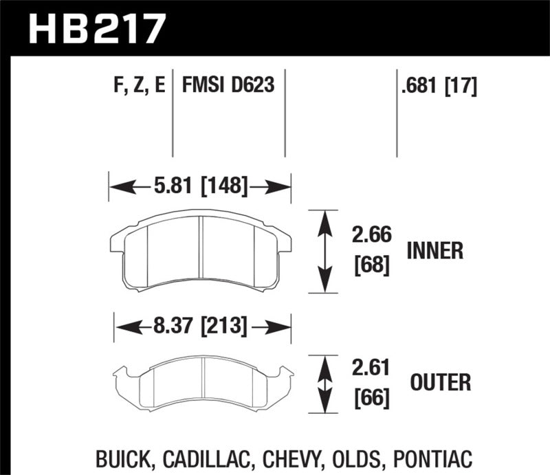 Hawk 96-97 Chevy Camaro RS / 94-97 Camaro Z28/Pontiac Firebird Trans AM Blue 9012 Coussinets de course avant