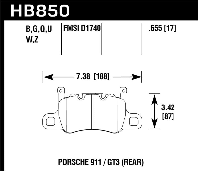 Hawk HB850B.655 2019 Porsche 911 Turbo HPS 5.0 Brake Pads