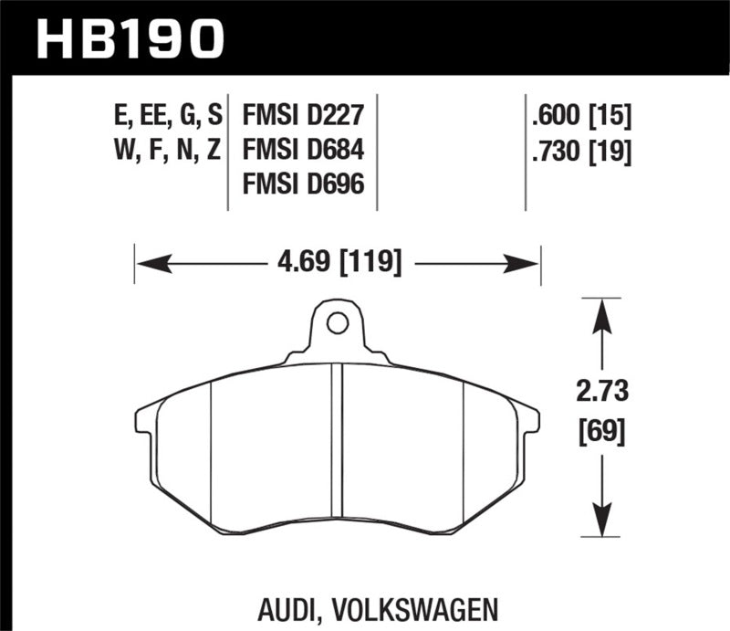 Plaquettes de frein avant Hawk 93-99 Volkswagen Golf / 90-99 Volkswagen Jetta DTC-30 Race