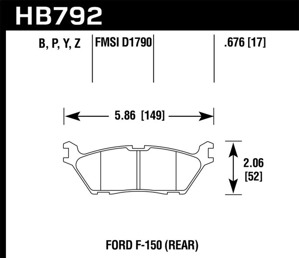 Hawk HB792B.676 15 Ford F-150 HPS 5.0 Rear Brake Pads