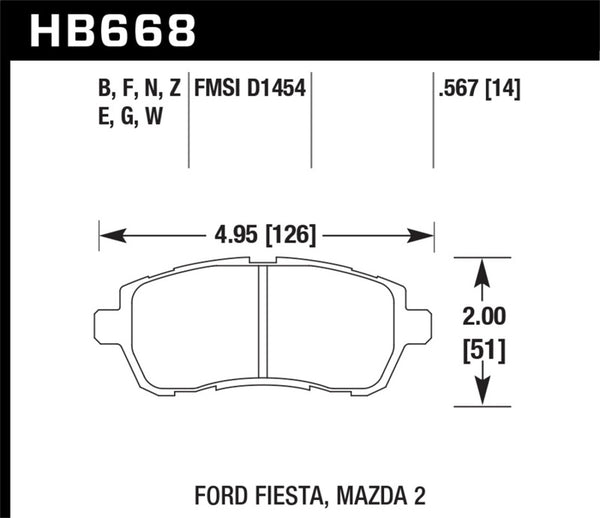 Plaquettes de frein avant Hawk 11-16 Ford Fiesta / 11-14 Mazda 2 DTC-30 Race