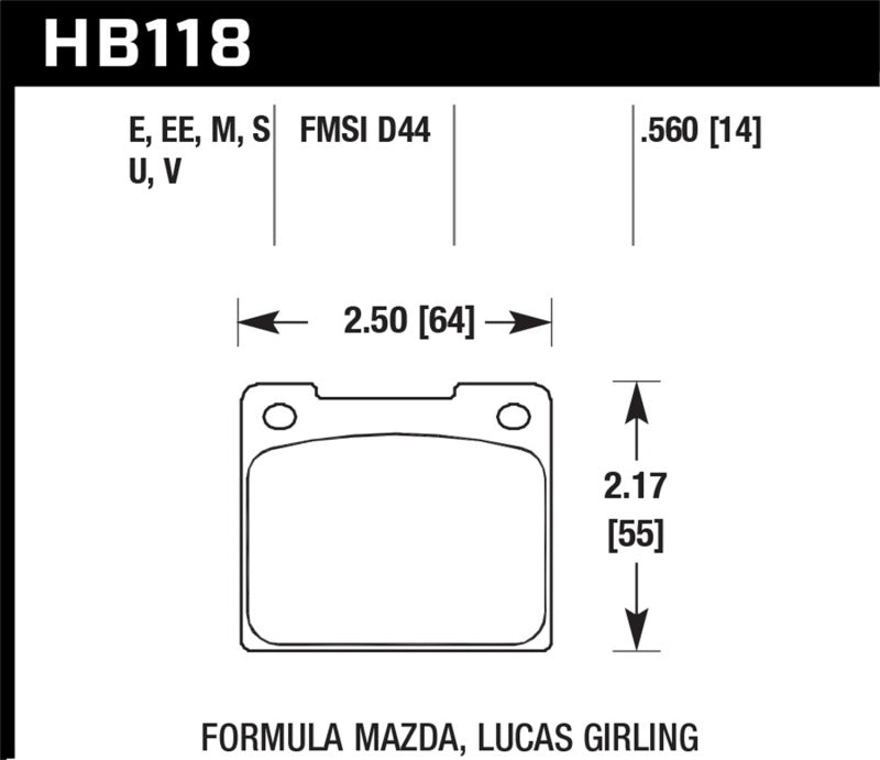 Hawk HB118M.560 1978 Volvo 242 Black Race Front Brake Pads