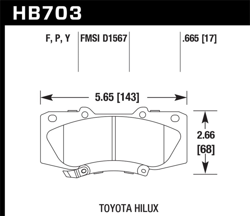 Hawk HB703F.665 05-13 Toyota Hilux HPS Street Brake Pads