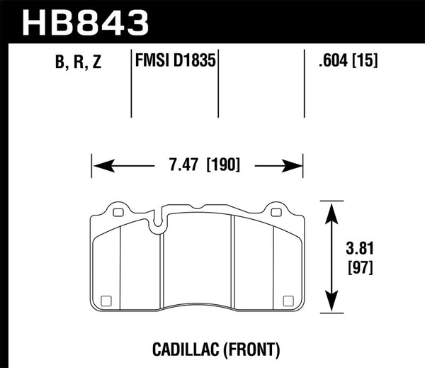 Hawk HB843U.604 2017 Camaro ZL1 DTC-70 Front Race Brake Pads