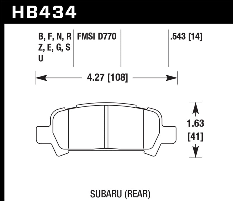 Hawk 02-03 WRX / 05-08 LGT D770 HPS Street Plaquettes de frein arrière