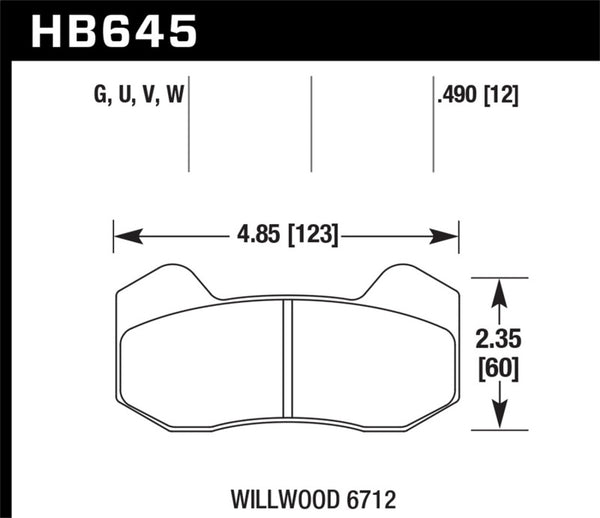 Hawk HB645W.490 Wilwood Type 6712 DTC-30 Brake Pads