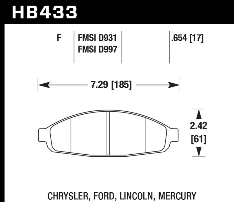 Hawk 03-11 Ford Crown Victoria DTC-70 Plaquettes de frein avant de course