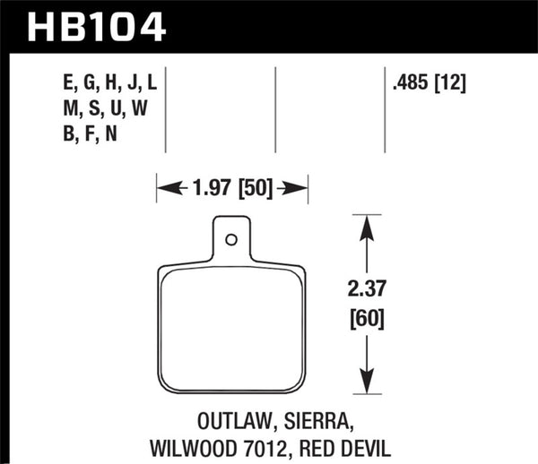 Hawk HB104E.485 Sierra/Outlaw/Wilwood Blue 9012 Race Brake Pads