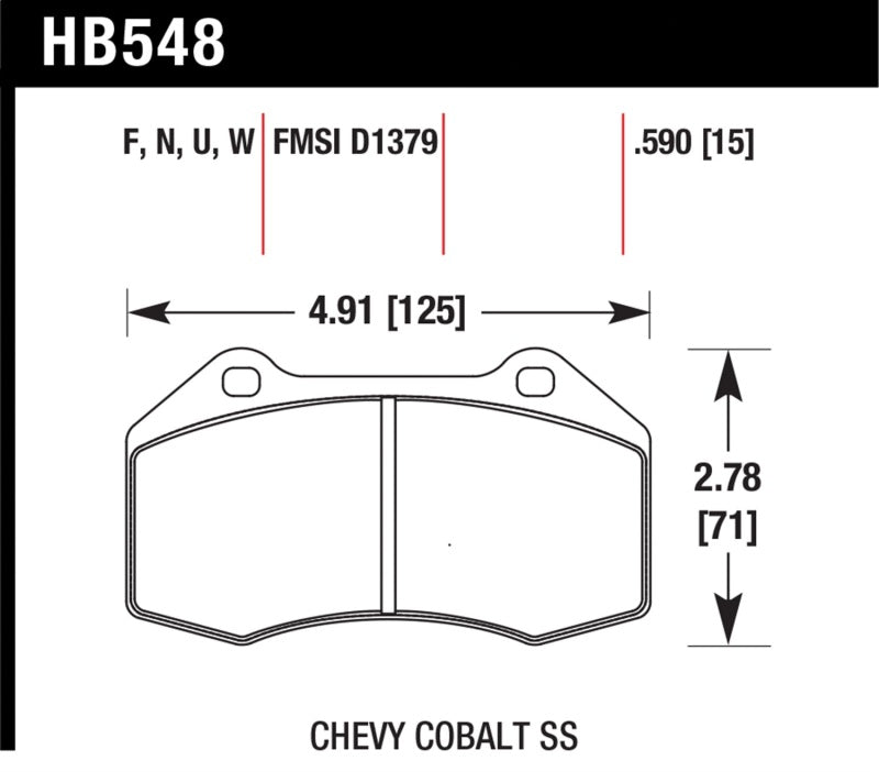 Hawk HB548W.510 07-10 Chevy Cobalt w/Brembo Front Calipers DTC-30 Front Race Pads