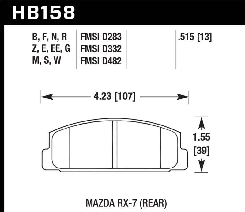 Hawk 03-05 Mazda 6 / 84-95 Mazda RX-7 DTC-30 Plaquettes de frein arrière course