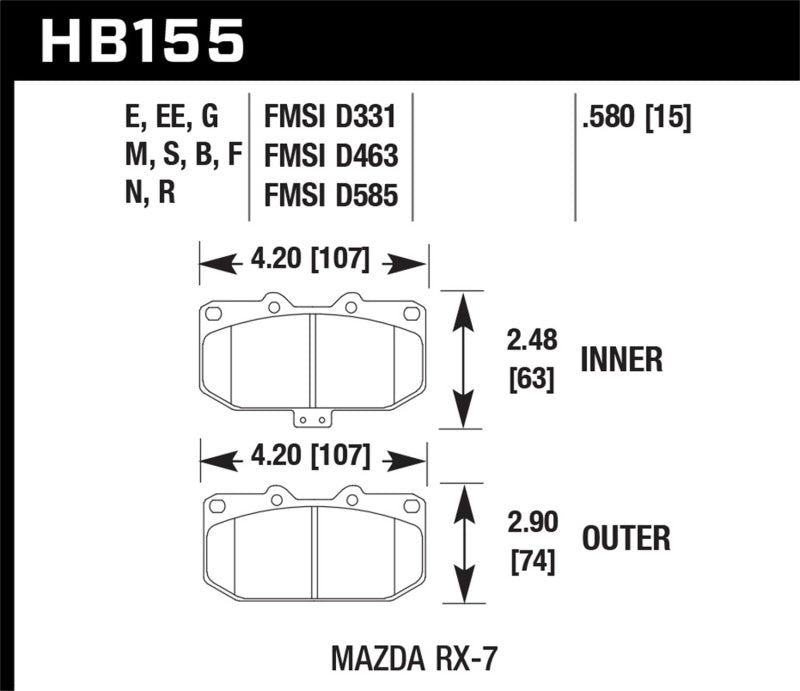 Hawk 93-95 Mazda RX-7 Bleu 9012 Plaquettes de frein avant