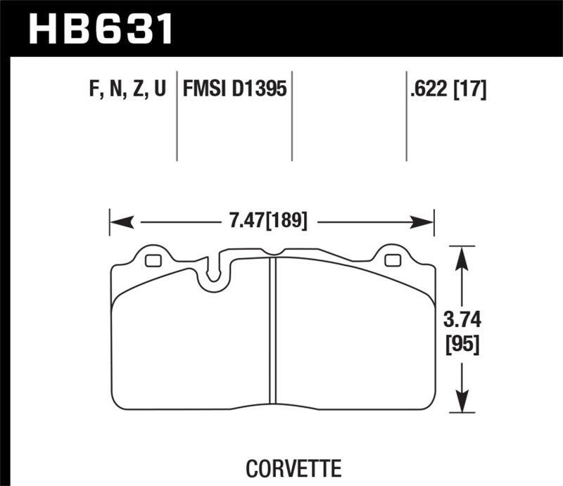 Hawk 09-11 Corvette Z06/ZR-1 (avec ensemble de freins en carbone-céramique et disques en fer) HP+ Autocross Front Br