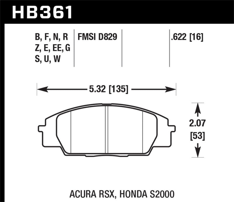 Hawk HB361F.622 06+ Civic Si HPS Street Front Brake Pads