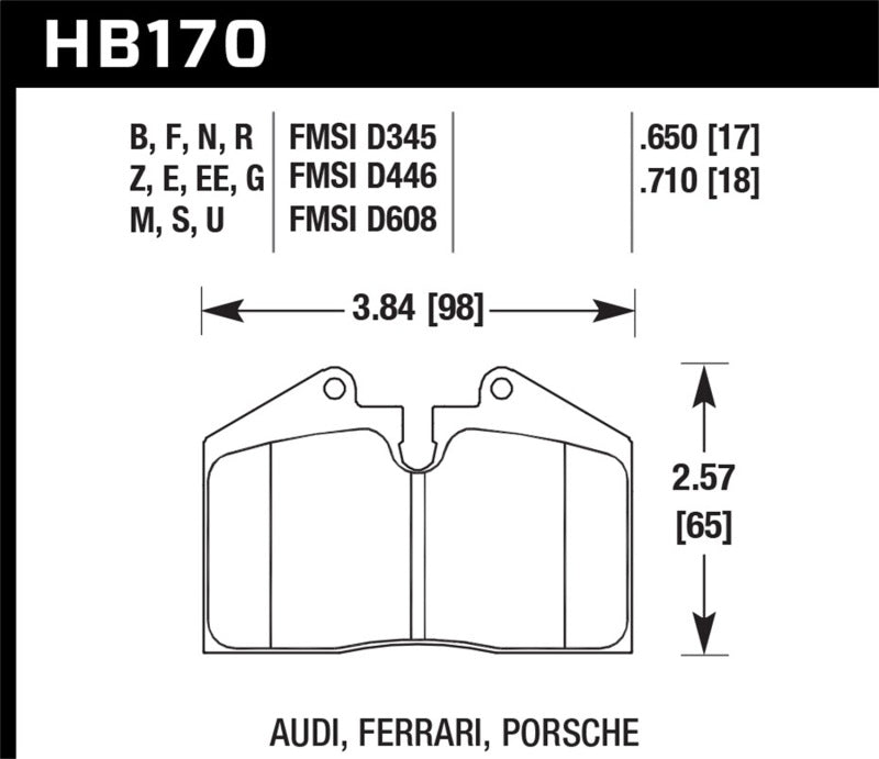 Hawk 97-02 Ferrari Maranello DTC-60 Plaquettes de frein avant course