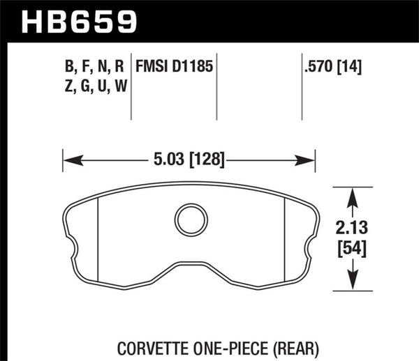 Hawk HB659D.570 2008 Chevrolet Corvette 7.0L 427 Limited Edition Z06 (Incl.Shims Pins) Rear ER-1 Brake Pads