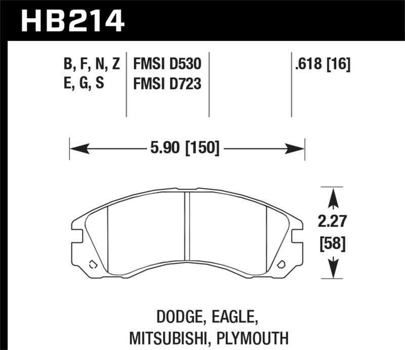 Hawk 91-99 Mitsubishi 3000GT (sauf VR4) / 92-00 Mitsubishi Eclipse AWD DTC-60 Race Plaquettes de frein avant