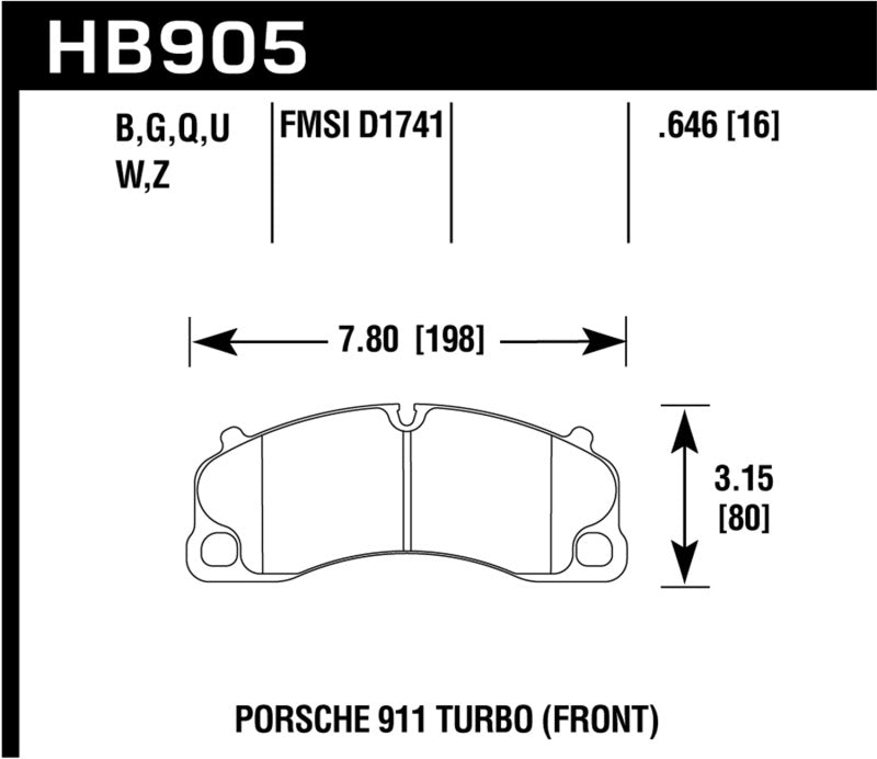 Hawk HB905N.646 14-18 Porsche 911 HP Plus Street Front Brake Pads