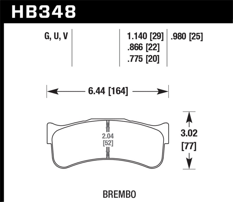 Hawk HB348U1.14 Brembo Disc DTC-70 w/ 1.140in Thickness Race Brake Pads