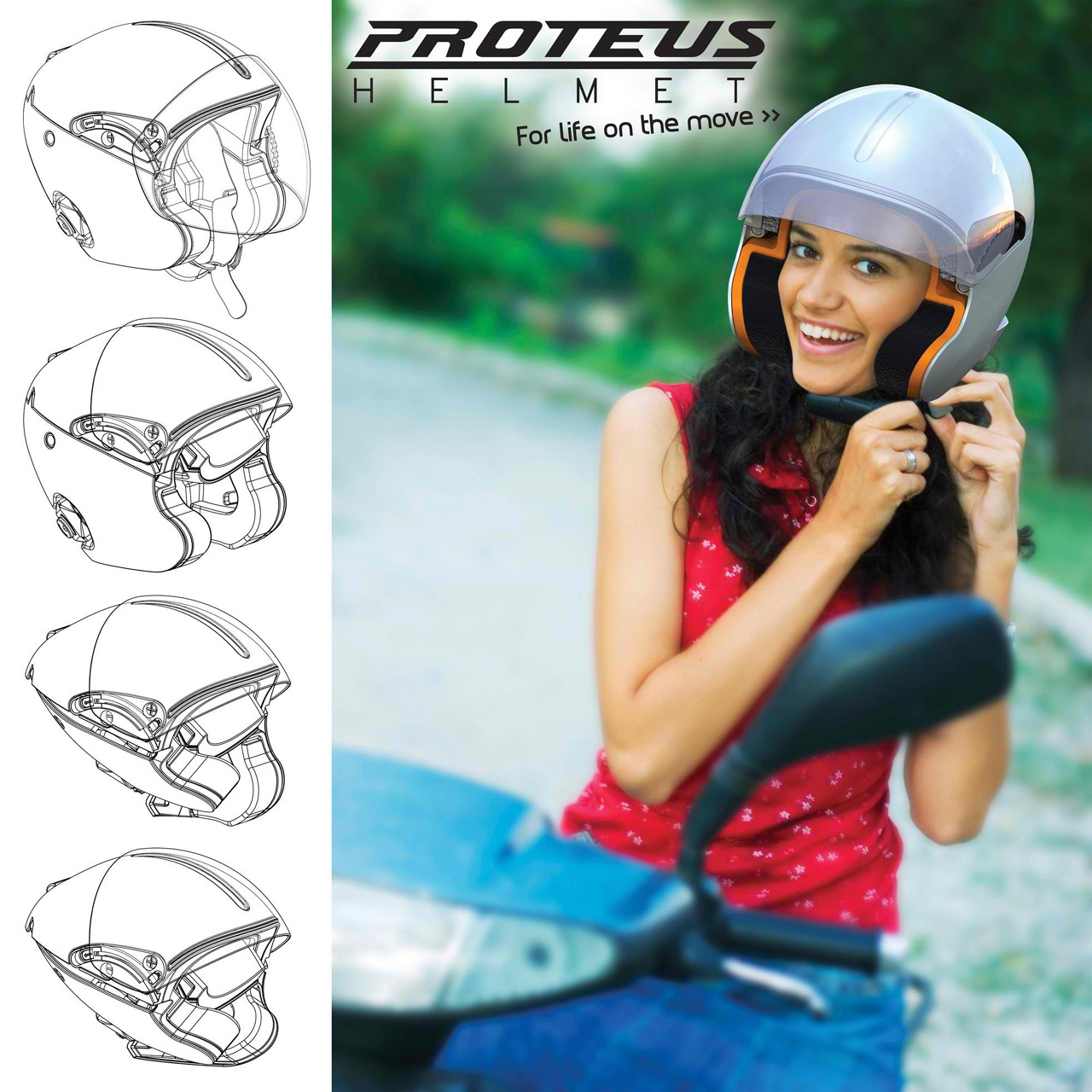 Casca moto pliabila Proteus Helmet - inventie nominalizata la James Dyson Award